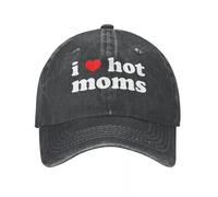 BQWRUUYM J’Aime Les Mamans Chaudes Coeur Rouge Casquettes de Baseball en Coton Vieilli Porter Unisexe Style en Plein air Course Golf Ajustement réglable Casquettes Chapeau