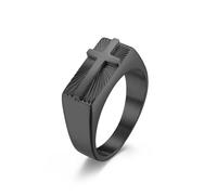 BQWXIEC Bague croix biblique - Compagnon divin de la foi, bague croix chrétienne vintage, cadeau inspirant pour hommes et femmes (C-Black,US-8)