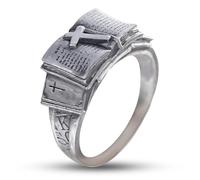 BQWXIEC Bague croix biblique - Compagnon divin de la foi, bague croix chrétienne vintage, cadeau inspirant pour hommes et femmes (A,US-7)