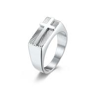 BQWXIEC Bague croix biblique - Compagnon divin de la foi, bague croix chrétienne vintage, cadeau inspirant pour hommes et femmes (C-Silver,US-10)