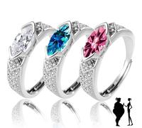 BQWXIEC Bague en Diamant Moissanite à ions de Titane magnétique, Bague de magnétisation Moissanite, Bague en zircone cubique Ouverte à la Mode, Bague Moissanite magnétique (3pcs-a)