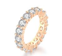 BQWXIEC Bague Moissanite pour Femme Bague lymphatique Bague en Argent Zircon cubique Bague en Diamant à ions Titane pour thérapie lymphatique magnétique pour Femme (8,Rose Gold)