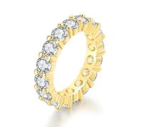BQWXIEC Bague Moissanite pour Femme Bague lymphatique Bague en Argent Zircon cubique Bague en Diamant à ions Titane pour thérapie lymphatique magnétique pour Femme (9,Gold)