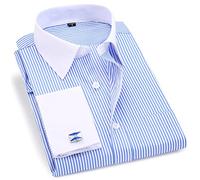 Bqxxdeo Chemise Habillée À Manchettes Françaises pour Hommes Boutons À Manches Longues Chemises Coupe Régulière Boutons De Manchette Inclus FS11 Light Blue XXL