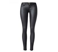 Bqxxdeo Taille Basse en Cuir PU Maigre Élasticité Slim Street Wear Jeans Femmes Sexy Push Up Pantalon Crayon Noir Black 36