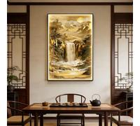 BQZKTVED Décoration Murale 3D en Grès avec Lumière LED,Paysage 3D Mur Art Décor avec Lumière LED,pour Chambre à Coucher,Salon,Décoration d'Accent de Couloir(A-Gold,70x140cm)