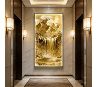 BQZKTVED Décoration Murale 3D en Grès avec Lumière LED,Paysage 3D Mur Art Décor avec Lumière LED,pour Chambre à Coucher,Salon,Décoration d'Accent de Couloir(D-Gold,70x140cm)