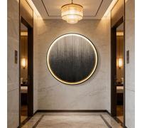BQZKTVED Décoration Murale 3D en grès avec lumière LED,Sculpture Murale Lumineuse Moderne pour Salon,Chambre à Coucher et Bureau(B-Black,90X90cm)