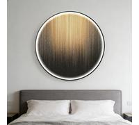 BQZKTVED Décoration Murale 3D en grès avec lumière LED,Sculpture Murale Lumineuse Moderne pour Salon,Chambre à Coucher et Bureau(L-Black,70X70cm)