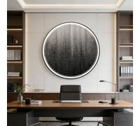 BQZKTVED Décoration Murale 3D en grès avec lumière LED,Sculpture Murale Lumineuse Moderne pour Salon,Chambre à Coucher et Bureau(I-Black,120X120cm)