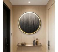 BQZKTVED Décoration Murale 3D en grès avec lumière LED,Sculpture Murale Lumineuse Moderne pour Salon,Chambre à Coucher et Bureau(C-Black,90X90cm)