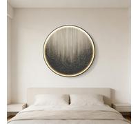 BQZKTVED Décoration Murale 3D en grès avec lumière LED,Sculpture Murale Lumineuse Moderne pour Salon,Chambre à Coucher et Bureau(A-Black,100X100cm)