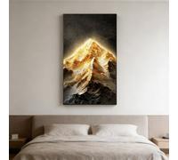 BQZKTVED Décoration Murale 3D en grès avec lumière LED,splendide décoration sculptée pour Salon,Chambre à Coucher et Bureau(F-Black,70x140cm)