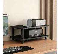 BQZKTVED Meuble HiFi sur Mesure, Support Audio 2 à 4 Niveaux, Étagère en Bois Compacte pour Ampli, Lecteur CD, DAC, Rangement Bureau & Maison(Black,2Tier 19.69")