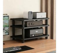 BQZKTVED Meuble HiFi sur Mesure, Support Audio 2 à 4 Niveaux, Étagère en Bois Compacte pour Ampli, Lecteur CD, DAC, Rangement Bureau & Maison(Black,3Tier 21.65")