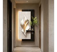 BQZKTVED Sculpture Murale 3D LED,décoration Murale 3D en grès avec lumière LED,Accent Lumineux Unique,pour la Maison,Le Couloir d'entrée, Le Bureau(B-Black,70x140cm)