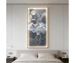 BQZKTVED Sculpture Murale 3D LED,Œuvre d'art Moderne éclairée,Accent Lumineux Unique pour la Maison,pour Salon,Chambre à Coucher,Bureau(B-Bronze,80x160cm)