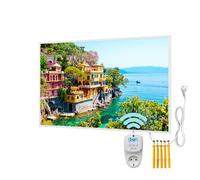BR Bringer Chauffage infrarouge avec cadre 800 W et thermostat intelligent - Chauffage d'image avec impression UV - 100 x 60 x 1,8 cm - Portofino, Italie