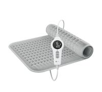 BR Bringer Coussin chauffant infrarouge avec arrêt automatique - 6 niveaux de chauffage (25-60°C), protection contre la surchauffe, lavable, écran LED, flanelle extra douce (Gris, 70 x 40 cm)