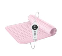 BR Bringer Coussin chauffant infrarouge avec arrêt automatique - 6 niveaux de chauffage (25-60°C), protection contre la surchauffe, lavable, écran LED, flanelle extra douce (Rose, 70 x 40 cm)