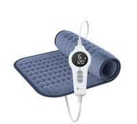 BR Bringer Coussin chauffant infrarouge avec arrêt automatique - 6 niveaux de chauffage (25-60°C), protection contre la surchauffe, lavable, écran LED, flanelle extra douce (Bleu, 60 x 30 cm)