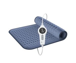 BR Bringer Coussin chauffant infrarouge avec arrêt automatique - 6 niveaux de chauffage (25-60°C), protection contre la surchauffe, lavable, écran LED, flanelle extra douce (Bleu, 70 x 40 cm)