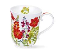 BR-COTF-RE Cottage Flowers Red Staffordshire Mug en porcelaine anglaise en forme de Braemar 0,33 l