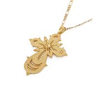 BR Gold Jewelry Pendentif Croix Éthiopienne Plaqué Or 18K avec Érythrée Éthiopienne