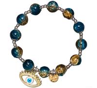 BR23Y0863-2 Bracelet de perles avec motif du mauvais œil turc Nazar Boncugu pour la protection réglable Unisexe