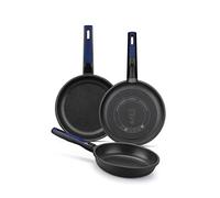 BRA Advanced | Set 3 Poêles 18|22|26 cm, Noir,Fonte d’Aluminium avec Revêtement Antiadhésif Profile Renforcé sans PFOA, Compatible Tous Feux Dont Induction