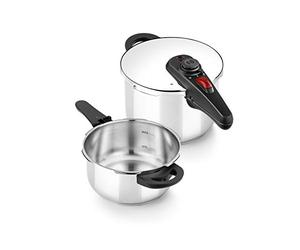 BRA Allure | Ensemble Duo d'Autocuiseurs Rapides de 4+6 Litres, Acier Inoxydable 18/10, Avec 2 Programmes de Cuisson et Système de Verrouillage d'Ouverture, Adaptés à Tous Types de Cuisinières