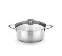 BRA Ancora - Faitout, 22 cm, Acier Inoxydable 18/10, avec Couvercle en Verre, Compatible Tous Feux Dont Induction