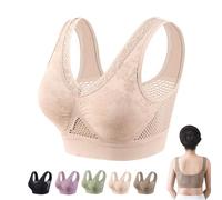 Bra - Cotton Buttonless Comfy Lifting Shaping Bra,Full Coverage Underwire-Free Bras,Breathable Mesh Bras for Women (FR/ES, Alpha/Lettres, 5TG, Taille Normale, Taille Normale, Skin)