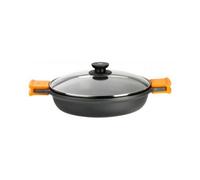 Bra Efficient - Casserole Basse Avec Couvercle En Verre Et Poignées Amovibles En Silicone, 32 Cm, Adaptée À Tous Types De Feux Y Compris Induction Et Four.