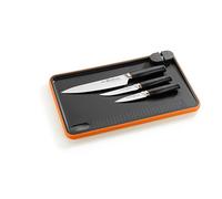 BRA Efficient | Coffret de 3 couteaux Efficient avec planche à découper, Mediano, Noir