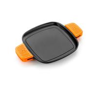 BRA Efficient Iron | Gril Carré sans Rainures 24 cm, Noir,Fonte Émaillé, Compatible avec Toutes Sources de Chaleur (Induction Incluse)