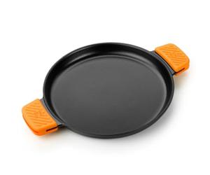 BRA Efficient Iron | Gril Rond 32 cm Noir,sans Rainures, Fonte Émaillé, Compatible avec Toutes Sources de Chaleur (Induction Incluse)