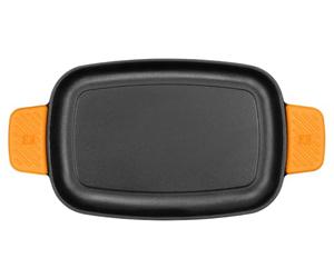 BRA Efficient Iron | Plancha sans Rainures, Noir,Fonte Émaillé 35 cm, Compatible avec Toutes Sources de Chaleur (Induction Incluse)