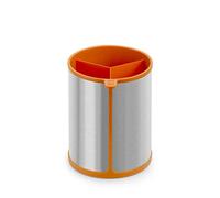 BRA Efficient | Pot à ustensiles de cuisine rotatif, acier inoxydable, orange, 14,5 x 15 x 18 cm