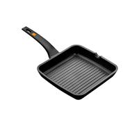 BRA Efficient | Rôtissoire Grill à Rayures, Fonte d'Aluminium avec Antiadhésif, Adaptée à Tous Types de Feux dont Induction, Sans PFOA, Noir, 28 x 28 cm