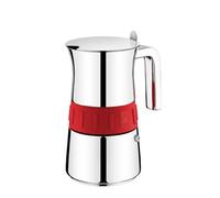BRA Elegance | Cafetière Italienne, Acier Inoxydable, Gris et Rouge, 6 Tasses