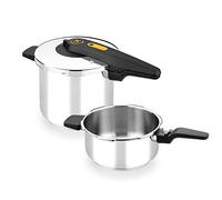 BRA Excellent | Lot de 2 Autocuiseurs Rapides 4 et 7 L, Ouverture Type Ciseaux, Acier Inoxydable 18/10, Facile à Utiliser et sûr, Tous Feux Dont Induction