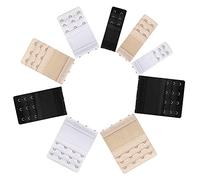 Bra Extender, Extensions pour Soutien-Gorge, 9 Pièces Extension de Sangle de Soutien-Gorge Extensible Confortable pour Femmes, 3 Rangées 2/3/4 Crochets, 3 Couleurs, Ton de Peau Noir et Blanc