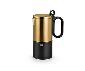 BRA Kaffe | Cafetière en Acier Inoxydable 6 Tasses, Noir et Cuivre, Tous Feux Dont Induction