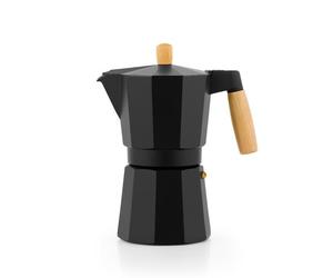 BRA Market Cafetière 9 tasses (425 ml) corps en aluminium poignée et bouton en bois de hêtre naturel pleine induction