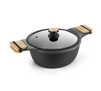 BRA Market | Casserole Haute 24 cm, en fonte d'aluminium, antiadhésive ultra renforcée sans PFOA, adaptée à tous types de feux et induction, noire