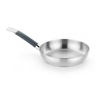 BRA Master Poêle de 28 cm, acier inoxydable, sans revêtement antiadhésif, sans PFOA, Full Induction, compatible avec tous types de feux, poignée en acier inoxydable recouverte de silicone