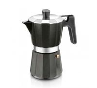 BRA Perfecta Black | Black Cafetière Italienne à Induction, Aluminium, Capacité 9 Tasses, Couleur Argent