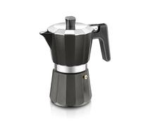 BRA Perfecta Black | Cafetière Italienne à Induction, Aluminium, Capacité 12 Tasses, Couleur Argent