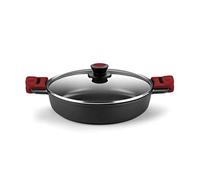 BRA Premiere | Casserole Basse de 36 cm en Fonte d'Aluminium, 3 Couches, Revêtement Antiadhésif Renforcé, 2 Poignées Amovibles en Silicone | Convient à Tous les Types de Plaques de Cuisson